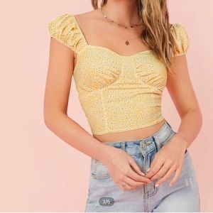 Yellow flower design crop top